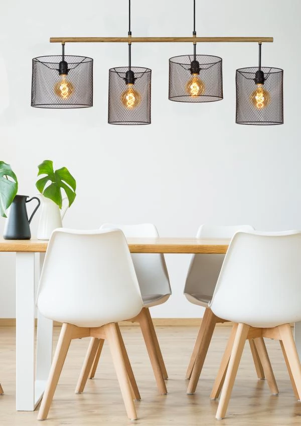 Lucide BASKETT - Pendant light - 4xE27 - Black - atmosphere 5